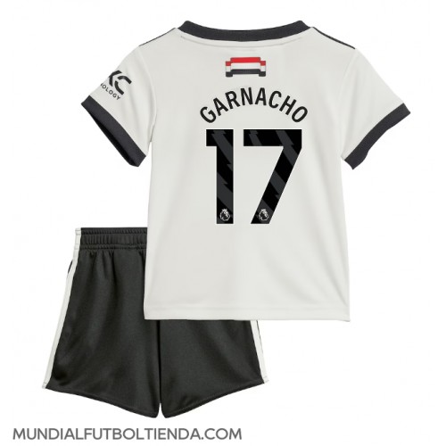 Camiseta Manchester United Alejandro Garnacho #17 Tercera Equipación Replica 2024-25 para niños mangas cortas (+ Pantalones cortos)